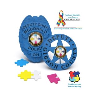 Autism Awareness Police Badge Pin - Support The Blue - Agent Gear USA